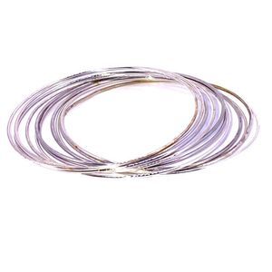 𝅺11 thin silver finish bangle bracelet stack  7.85“